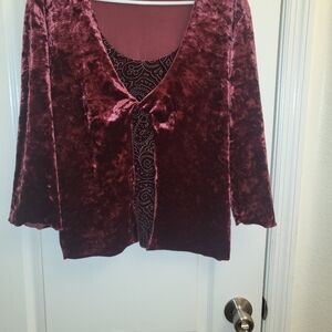 Elegant Velvet Burgundy Women's Top Pre-own